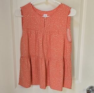 Gap Coral Sleeveless Tiered Ruffle Swing Top Sz S